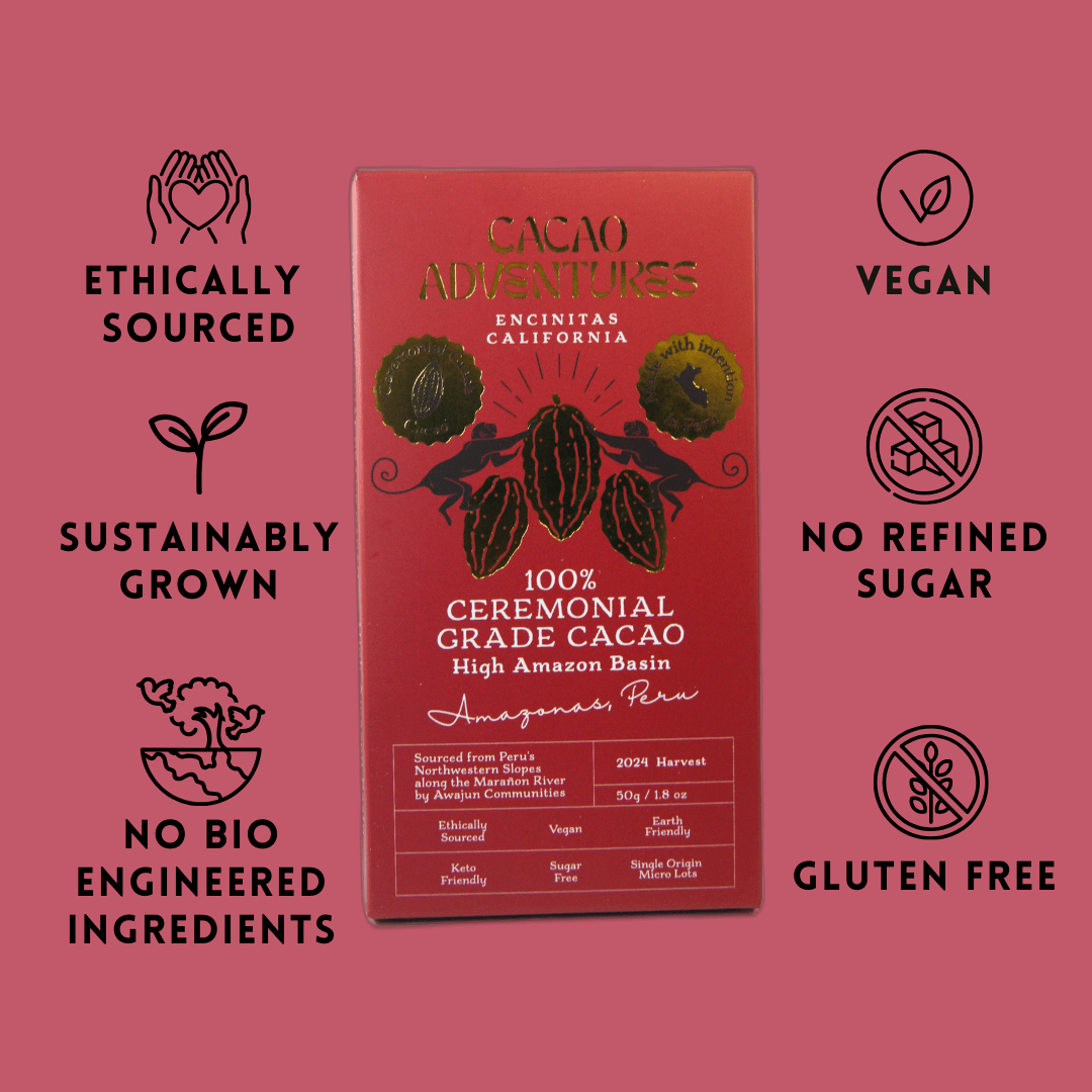10 Pack - 100% Pure Ceremonial Grade Cacao Bars - High-Amazon Basin