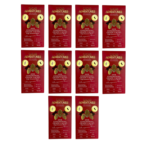 10 Pack - 100% Pure Ceremonial Grade Cacao Bars - High-Amazon Basin
