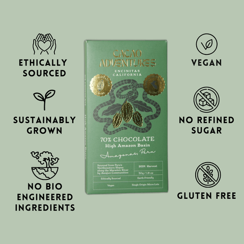 10 Pack - 70% Ceremonial Grade Cacao Bars - High-Amazon Basin