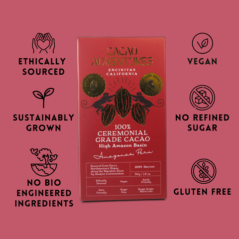 10 Pack - 100% Pure Ceremonial Grade Cacao Bars - High-Amazon Basin