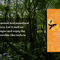 Chocolate bar packaging with text on a forest background