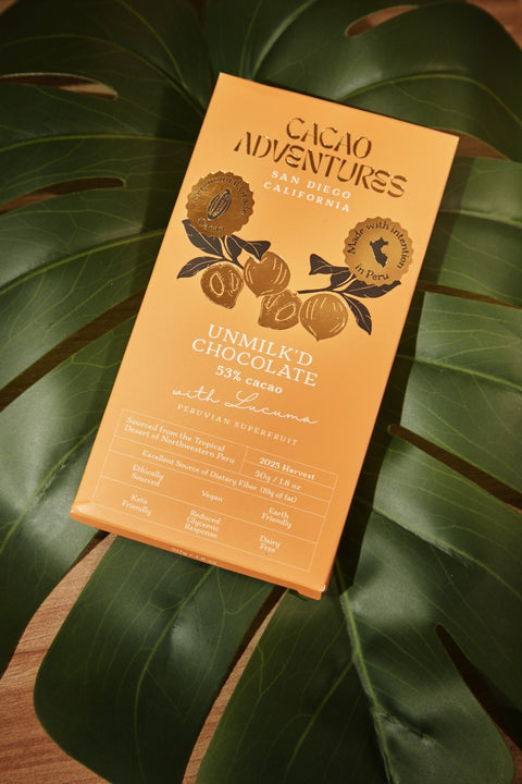 vegan chocolate bar with lucuma made from single origin cacao in Peru by Cacao Adventures